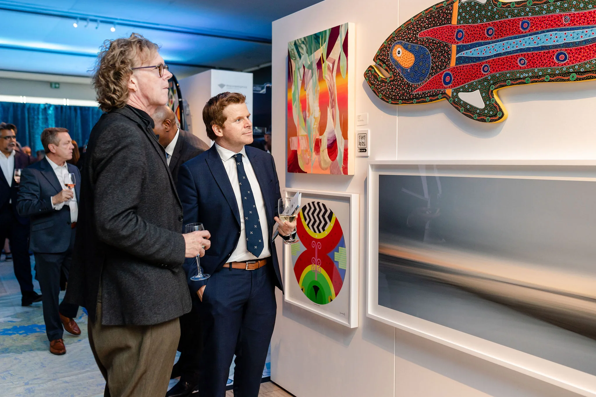 People, art display.