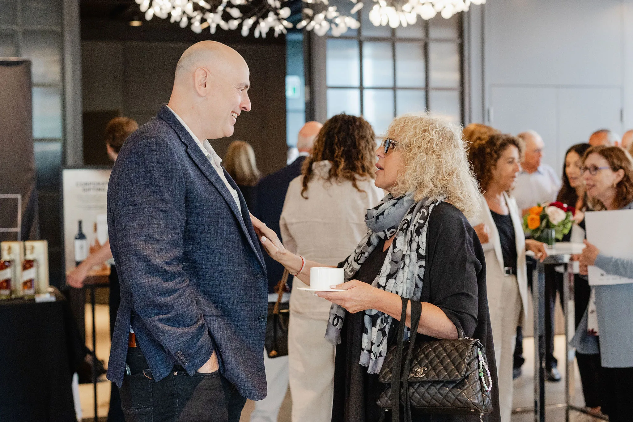business event, talking