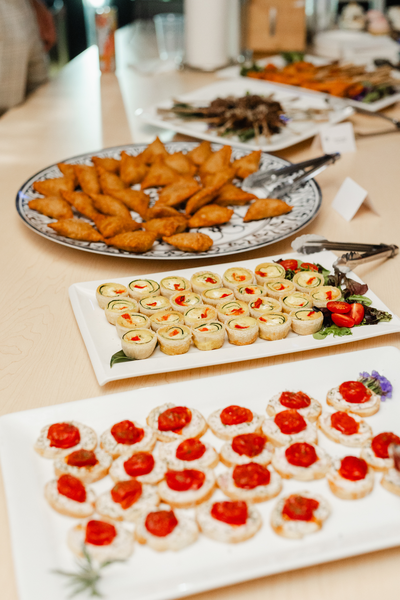 Event photography: Trays of appetizers on a table.
