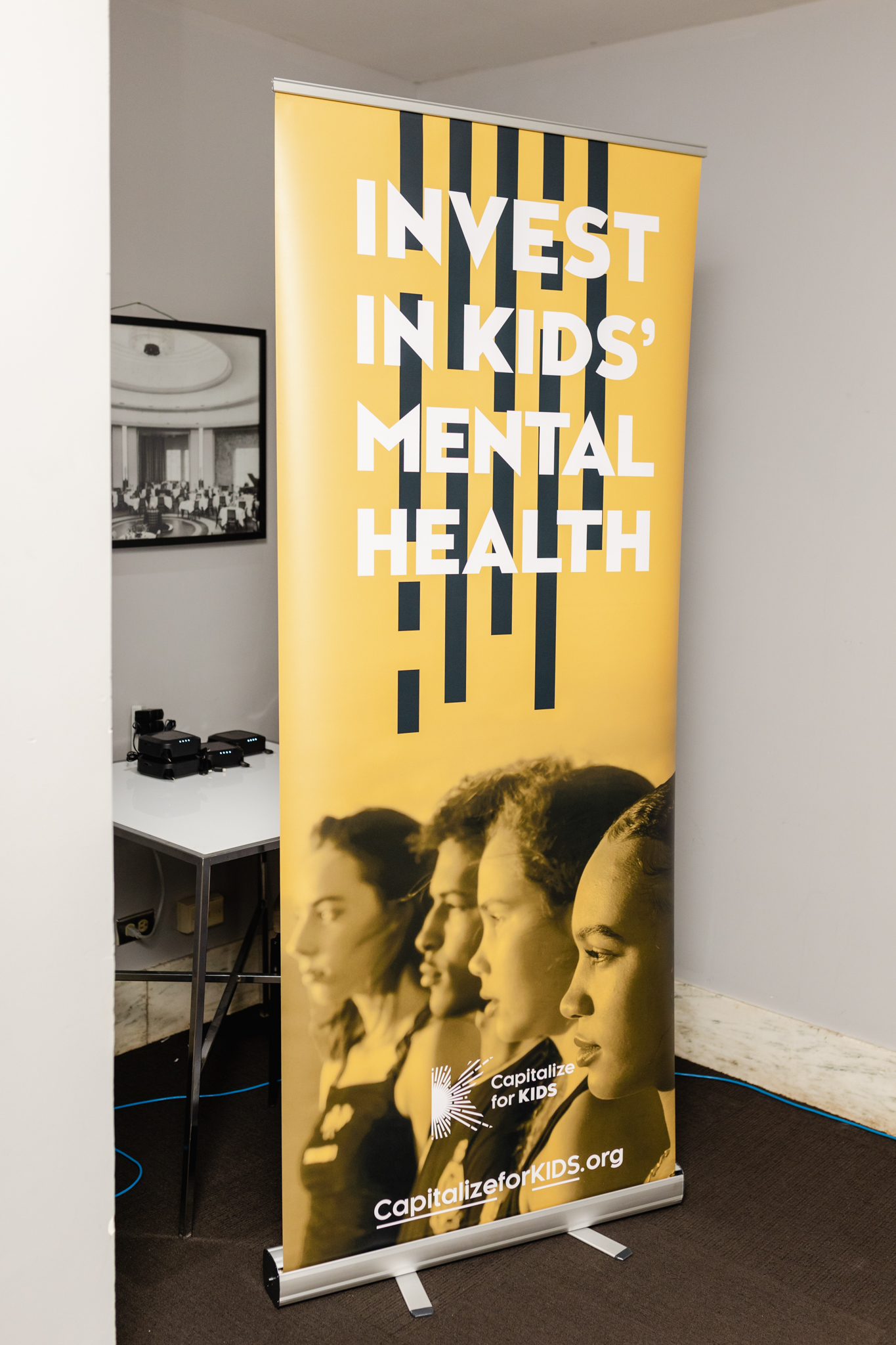 Invest in kids mental health conference roll up banner.