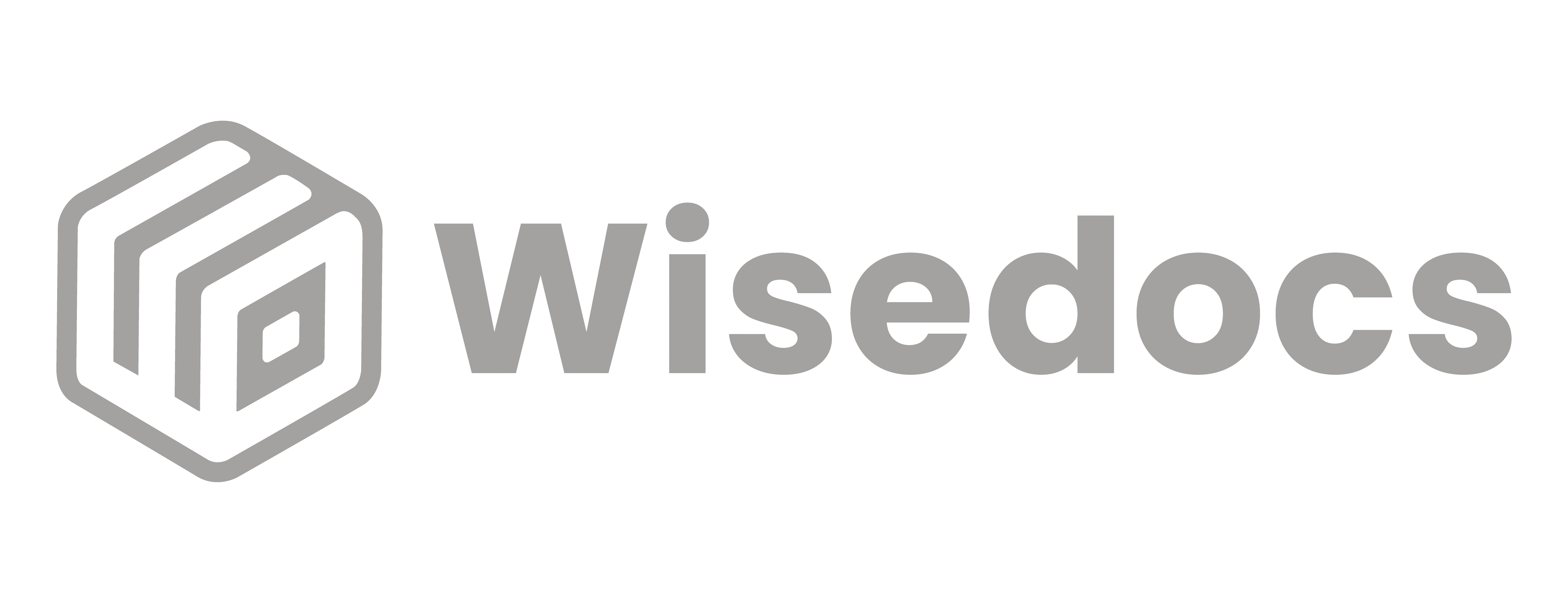 Wisedocs logo on a white background for corporate photography.