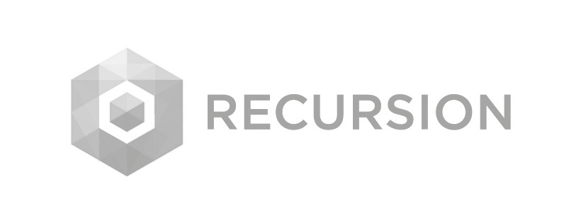 A logo featuring the word recursion with a touch of corporate aesthetics.