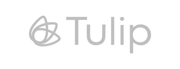 The logo for tulip is shown on a white background in this corporate photography.