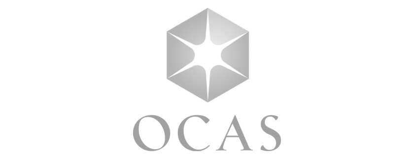 The corporate photography of the ocas logo on a white background.
